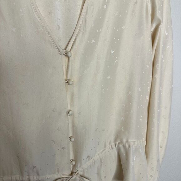 Rails 100% Silk Blouse Size Small Beax Stardust Button Down Shirt Ivory - Picture 2 of 7